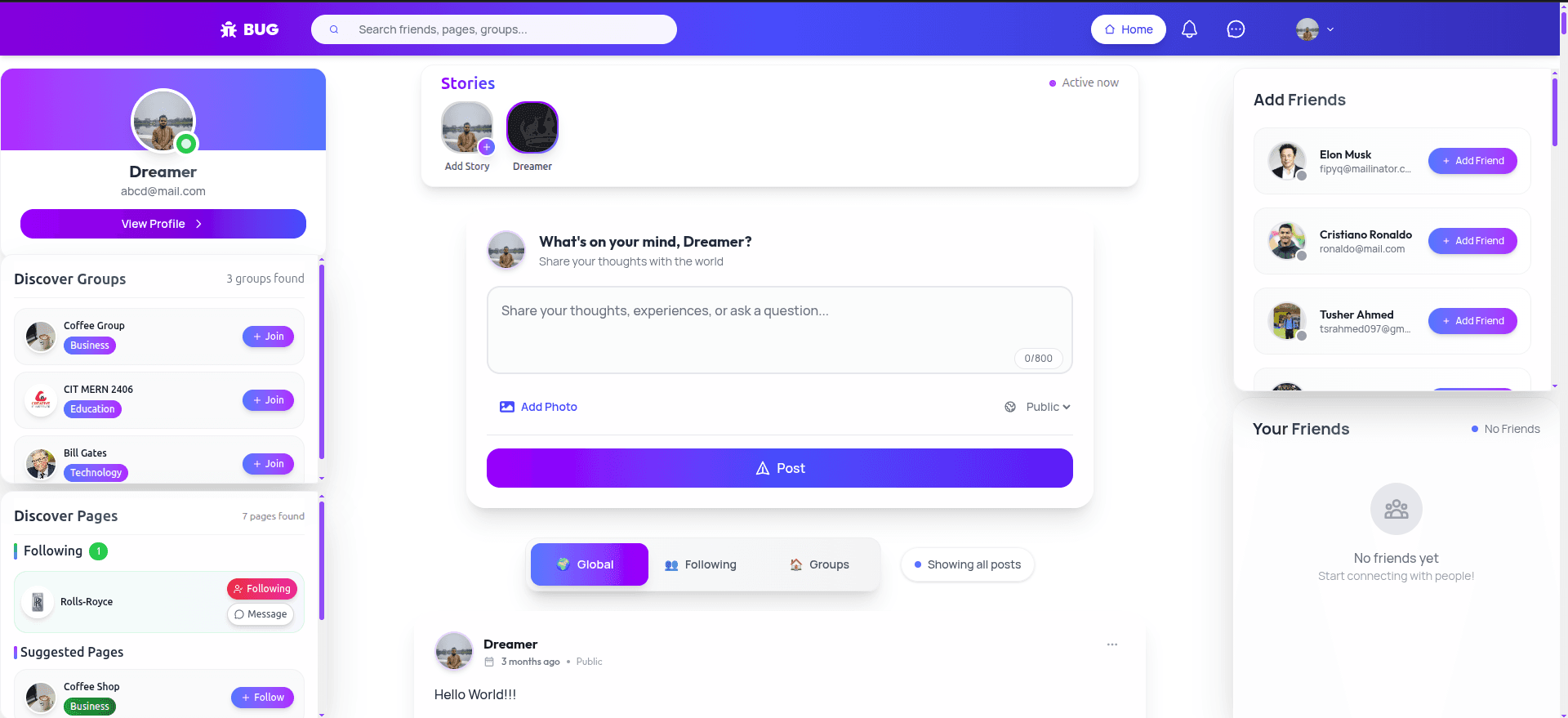 BUG Social App